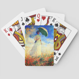 Monet Woman mit einem Sonnenschirm rechts Spielkarten