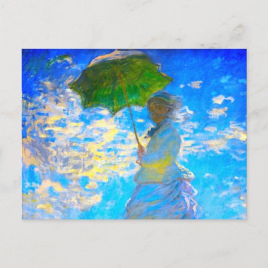 Monet Woman mit Parasol Ankündigungspostkarte (Vorderseite)