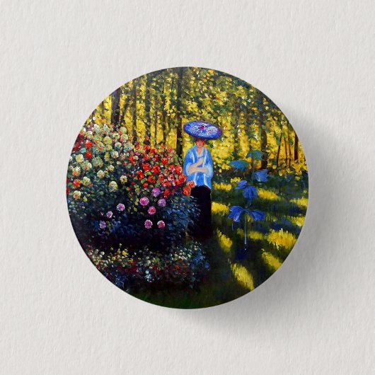 Monet Woman mit Parasol im Garten Button (Vorderseite)