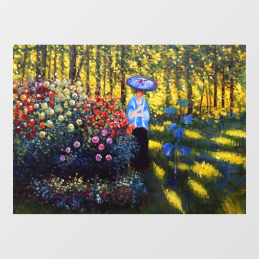 Monet Woman mit Parasol im Garten Fensteraufkleber (Blatt)