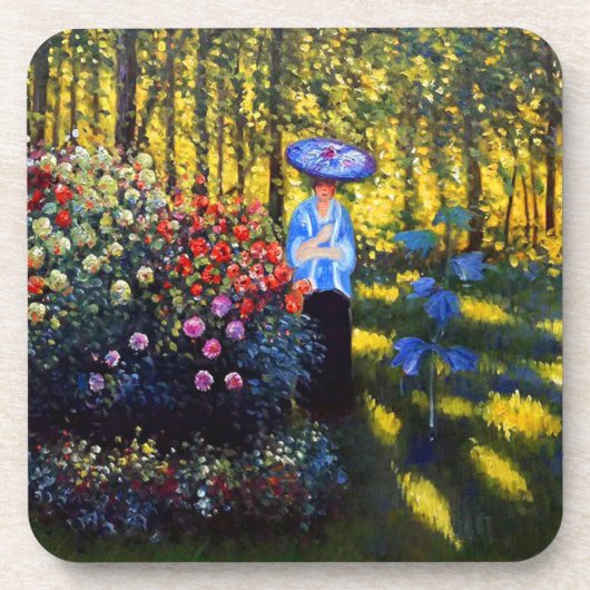 Monet Woman mit Parasol im Garten Getränkeuntersetzer (Vorderseite)