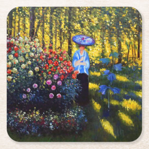 Monet Woman mit Parasol im Garten Rechteckiger Pappuntersetzer