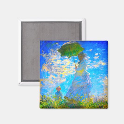 Monet Woman mit Parasol Magnet (Vorderseite/Rückseite)