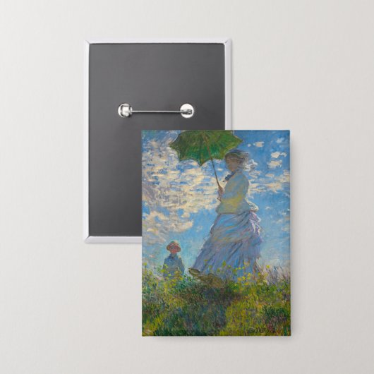 Monet Woman mit Parasol und japanischer Footbridge Button (Vorderseite/Rückseite)