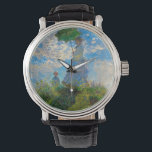 Monet Woman Parasol Impressionismus Armbanduhr<br><div class="desc">Claude Monet Impressionismus Meisterwerk - Die Frau mit einem Parosol wurde 1875 vom französischen Impressionisten Claude Monet gemalt. Es zeigt eine Frau mit Sonnenschirm und ein kleines Kind, die Madame Monet und ihr Sohn ist. Dieses impressionistische Gemälde ist eines der berühmten Gemälde Monets, das eine schöne Landschaft mit leuchtend blauem...</div>