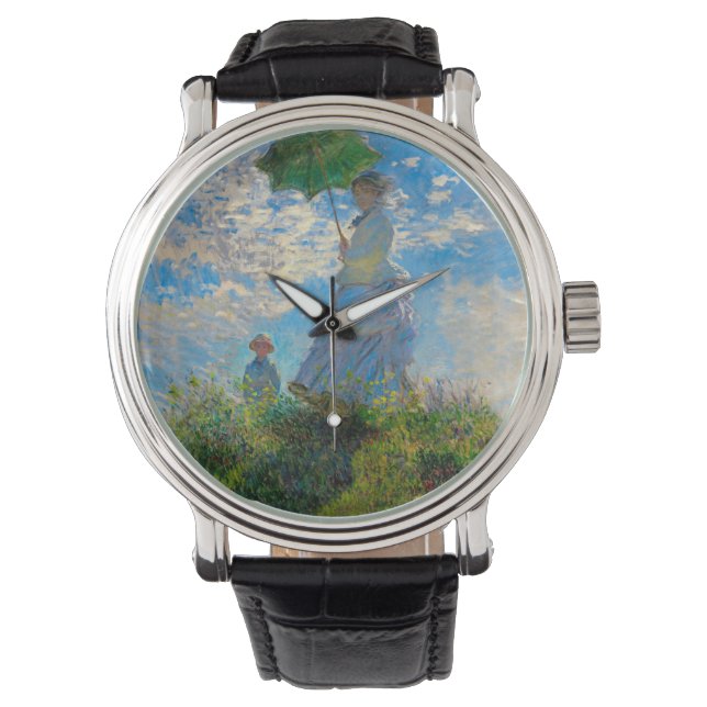 Monet Woman Parasol Impressionismus Armbanduhr (Vorderseite)