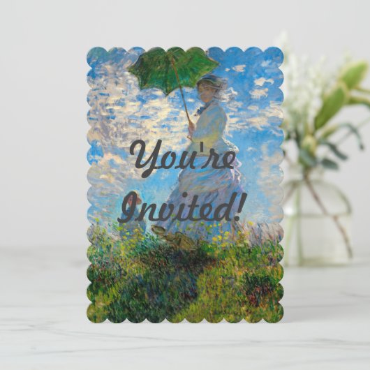 Monet Woman Parasol Impressionismus Einladung (Stehend Vorderseite)