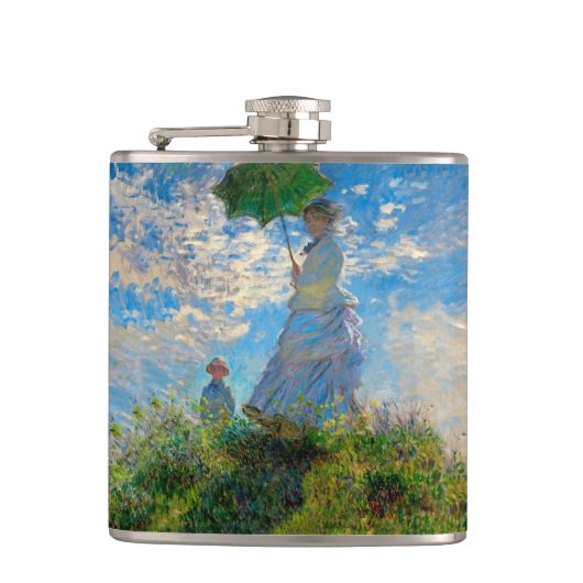 Monet Woman Parasol Impressionismus Flachmann (Vorderseite)