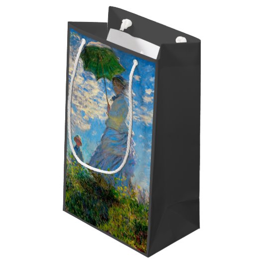 Monet Woman Parasol Impressionismus Kleine Geschenktüte (Rückseite Schrägansicht)