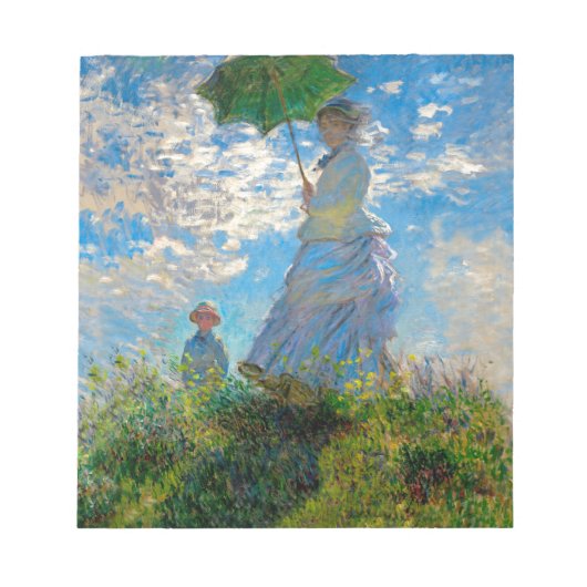 Monet Woman Parasol Impressionismus Notizblock (Vorderseite)