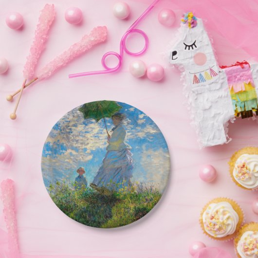 Monet Woman Parasol Impressionismus Pappteller (Party)