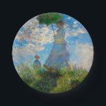 Monet Woman Parasol Impressionismus Pappteller<br><div class="desc">Claude Monet Impressionismus Meisterwerk - Die Frau mit einem Parosol wurde 1875 vom französischen Impressionisten Claude Monet gemalt. Es zeigt eine Frau mit Sonnenschirm und ein kleines Kind, die Madame Monet und ihr Sohn ist. Dieses impressionistische Gemälde ist eines der berühmten Gemälde Monets, das eine schöne Landschaft mit leuchtend blauem...</div>