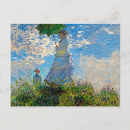 Monet Woman Parasol Impressionismus Postkarte (Vorderseite)