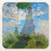 Monet Woman Parasol Impressionismus Rechteckiger Pappuntersetzer (Vorderseite)