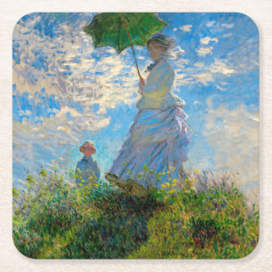 Monet Woman Parasol Impressionismus Rechteckiger Pappuntersetzer
