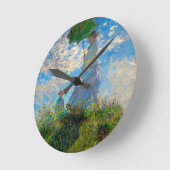 Monet Woman Parasol Impressionismus Runde Wanduhr (Winkel)