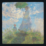 Monet Woman Parasol Impressionismus Steinuntersetzer<br><div class="desc">Claude Monet Impressionismus Meisterwerk - Die Frau mit einem Parosol wurde 1875 vom französischen Impressionisten Claude Monet gemalt. Es zeigt eine Frau mit Sonnenschirm und ein kleines Kind, die Madame Monet und ihr Sohn ist. Dieses impressionistische Gemälde ist eines der berühmten Gemälde Monets, das eine schöne Landschaft mit leuchtend blauem...</div>