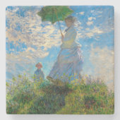 Monet Woman Parasol Impressionismus Steinuntersetzer (Vorderseite)