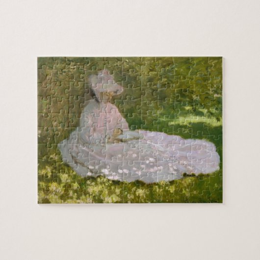 Monet Woman Reading (Springtime) Kunst, Dichtung u Puzzle (Horizontal)