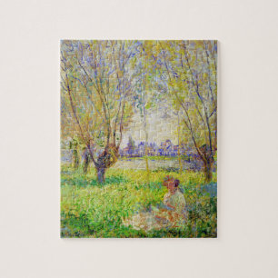 Monet Woman sitzt unter der willows Fine Art Puzzle