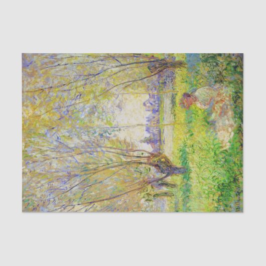 Monet Woman sitzt unter der willows Fine Art Seidenpapier (Vorderseite)
