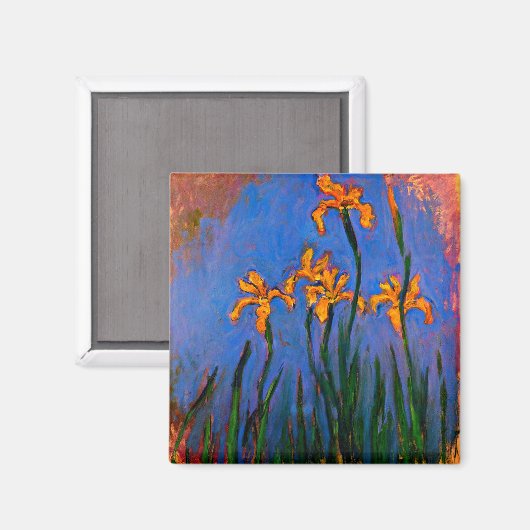 Monet-Yellow Irises Magnet (Vorderseite/Rückseite)