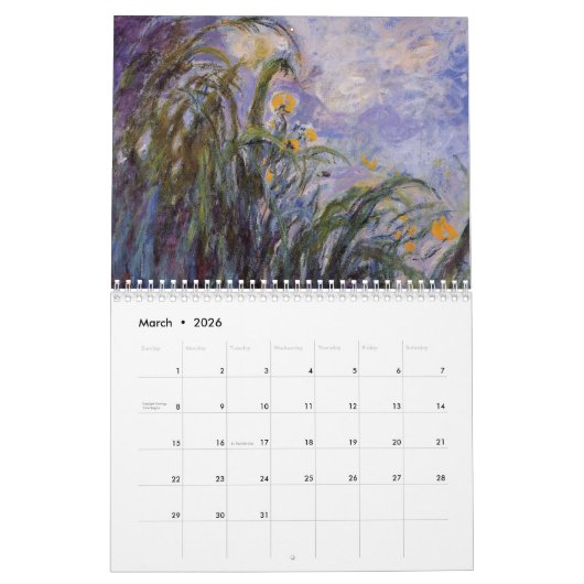 Monets Blume Art Calendar (8,5" x 11") Kalender (Mär 2026)