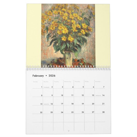 Monets Blume Art Calendar (8,5" x 11") Kalender (Feb 2026)