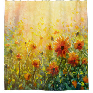 Monets Blumenbilder: Impressionistische Landschaft Duschvorhang