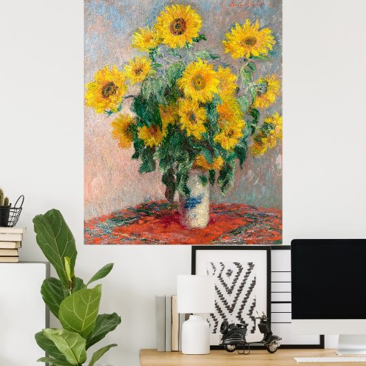 Monets Bouquet der Sonnenblumen Poster (Heimbüro)
