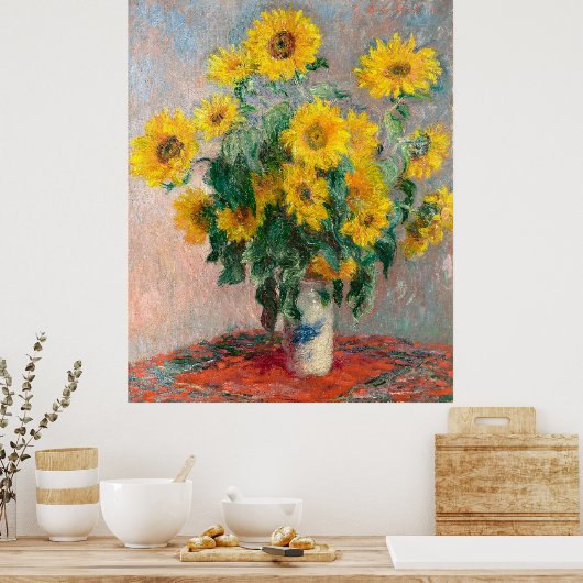 Monets Bouquet der Sonnenblumen Poster (Küche)