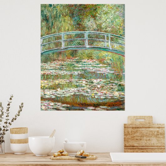 Monet's Bridge über einen Teich der Wasserlien Poster (Küche)