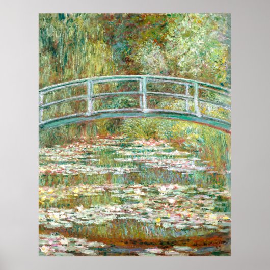 Monet's Bridge über einen Teich der Wasserlien Poster (Vorne)