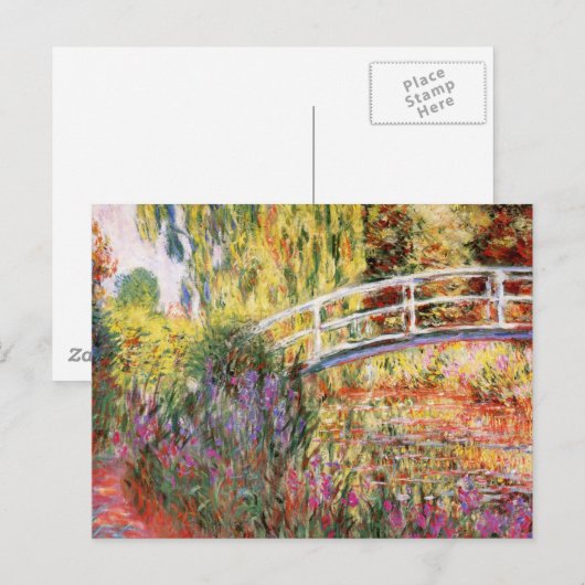 Monet's Bridge und Blume Postkarte (Vorne/Hinten)