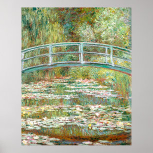 Monets Brücke über einen Teich mit Seerosen Poster