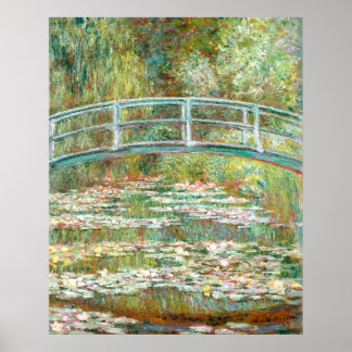 Monets Brücke über einen Teich mit Seerosen Poster