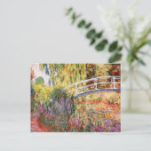 Monets Brücke und Blumen Postkarte (Stehend Vorderseite)