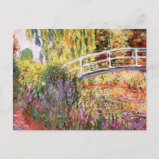 Monets Brücke und Blumen Postkarte (Vorderseite)