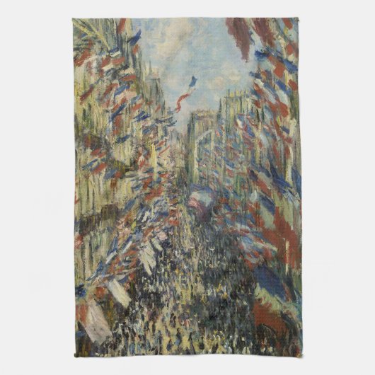 Monet's Classic Celebration of Paris Rue Montorue Geschirrtuch (Vertikal)