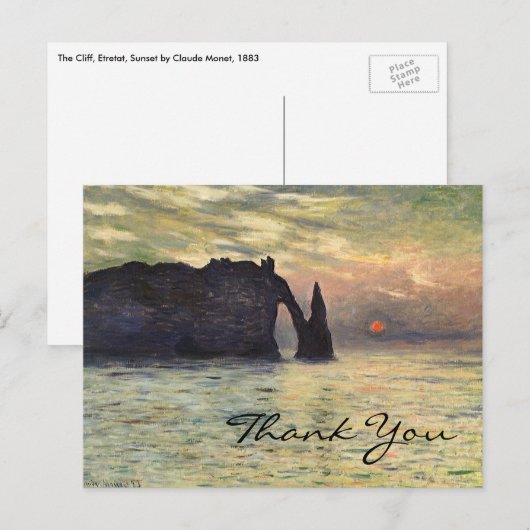 Monet's Cliff, Etretat, Sunset Postkarte (Vorne/Hinten)