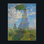 Monets Frau mit dem Parasol Postkarte<br><div class="desc">Die Frau mit dem Parasol wurde 1875 vom impressionistischen Maler Claude Monet gemalt. Das Bild ist von Madame Monet und ihrem Sohn. Dieses klassische Meisterwerk ist mit Licht und Weichheit in Pastelltönen und hellen Blau- und Grüntönen gefüllt.</div>