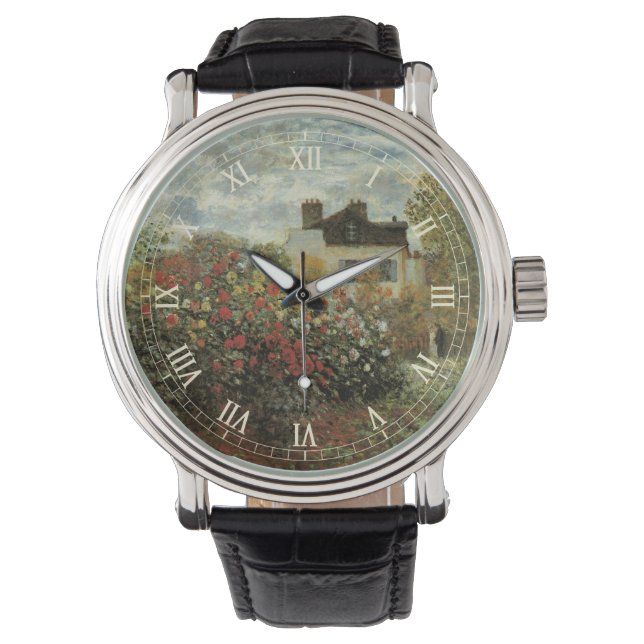 Monet's Garden in Argenteuil von Claude Monet Armbanduhr (Vorderseite)