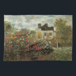 Monet's Garden in Argenteuil von Claude Monet Geschirrtuch<br><div class="desc">Der Artist's Garden in Argenteuil (Eine Ecke des Gartens mit Dahlias) (1873) von Claude Monet ist ein Vintager Impressionismus feiner Kunst Blumenmalerei. Ein Landhaus liegt im Hintergrund. Ein Paar in der Liebe geht vorbei an einem romantischen Frühlingsgarten mit blühenden Rose und anderen Blume. Über den Künstler: Claude Monet (1840-1926) war...</div>