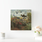 Monet's Garden in Argenteuil von Claude Monet Quadratische Wanduhr (Zuhause)