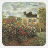 Monet's Garden in Argenteuil von Claude Monet Quadratischer Aufkleber (Vorderseite)