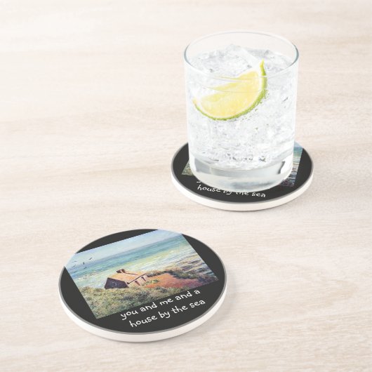 Monets "Haus durch das Meer" costers Sandstein Untersetzer (Seite)