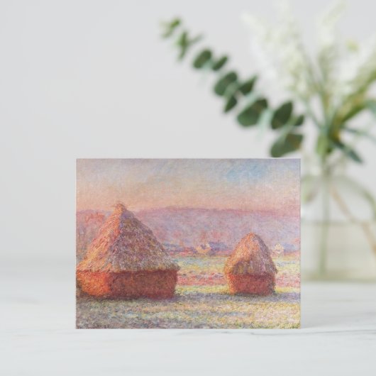 Monet's Haystacks, weißer Frost, Sonnenaufgang Postkarte (Stehend Vorderseite)