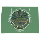 Monets Party Water-Lily Pond und Footbridge Große Geschenktüte (Vorderseite)