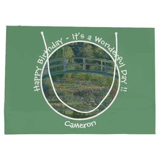 Monets Party Water-Lily Pond und Footbridge Große Geschenktüte (Rückseite)