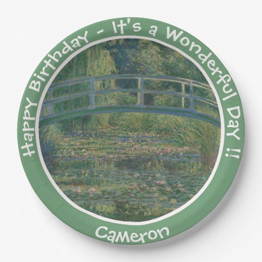 Monets Party Water-Lily Pond und Footbridge Pappteller (Vorderseite)